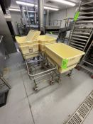 (5) S/S INGREDIENT BIN DOLLIES, MOUNTED ON CASTERS, DOLLIES APPROX. 30