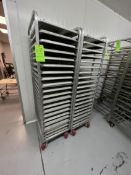 (10) CHANNEL ALUMINUM BAKING PAN RACK, MODEL 401A, INCLUDES APPROX. (170) BAKING SHEET PANS, MIX
