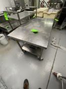 S/S PORTABLE TABLE, MOUNTED ON CASTERS, 42