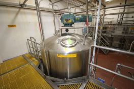 Feldmeier Aprox. 1,200 Gal. S/S Single Wall ConeBottom, S/N E-498-98, with Bottom Mounted Air Valve,