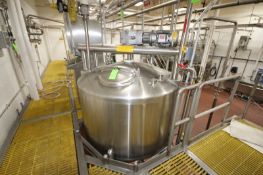 Feldmeier 500 Gal. S/S Mix Tank,S/N F-197-98, Cone Bottom, Tank Internal Dims.: Aprox. 40