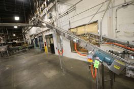 5-Sections of Product Conveyor, Overall Length: Aprox. 50 ft. L, with Plastic Guide Rails, Incline/