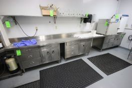 S/S Lab Counter, with Bottom Storage Shelves, Overall Dims.: Aprox. 90 ft. L x 25