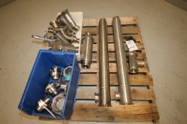 Lot of (16) Pcs Assorted S/S Fittings Including On Line Filter Bodies, Butterfly Valves & Check