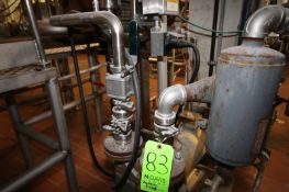 Buusch Vacuum Pump,with Baldor 1755 RPM Motor, with Associated Piping & Valving, Mounted on S/S