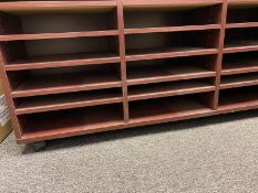 3 total office dark wood cabinets / Brochure Storage units: 2 with 22 drawers each 27.5
