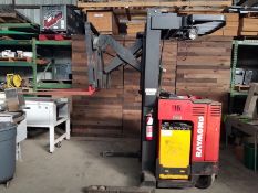 Raymond 311-R45 R301 stand up reach Electric forklift, serial # 031G-93-19434, 36 volt, 3000 lbs.,