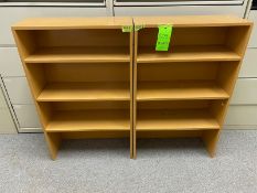2 matching, painted wooden shelves. 29.5