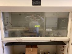 Lab Cabinets & Tabletops with sink & washrack and 2 fume hoods: Center island Tabletop 98Lx54