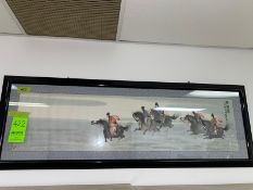 one (1) Oriental Hand-Painted Horse Artwork / picture in frame 62