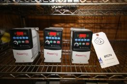 Lot of (3) Allen Bradley .5 hp Power Flex 4 VFDs, Cat No. 22A-B2P3N104, 200-240V 3 Phase (INV#