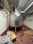 CREPACO 800 GALLON JACKETED S/S BLEND TANK,  S/N B9475, EQUIPPED WITH CIP SPRAY BALL AND HIGH