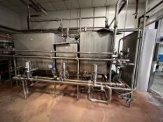 THREE TANK CIP, CENTRIFUGAL PUMP, SHELL AND TUBE HEAT EXCHANGER, FLOW METER, ASSOCIATED AIR