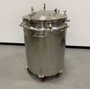 Stainless Steel Tank. 30inch diameter 32 straight wall. On wheels. As shown in photos. No Reserve (