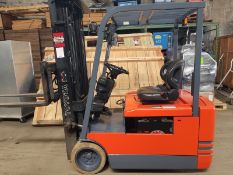 Toyota 3-Wheel Electric Forklift, Model 5FBE18, S/N 13878 with 36-Volt, 185