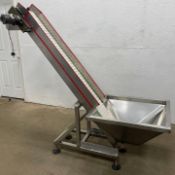 Stainless Steel Elevator Conveyor w/ Hopper, Portable, 6 in Conveyor Belt , 170mm Discharge