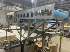 Straight Section of S/S Conveyor, with Blue Belt, Mounted on S/S Frame (LOCATED IN FT. ATKINSON, WI)