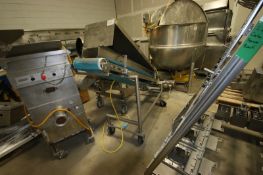 S/S Incline Conveyor, with Aprox. 12” W Rubber Belt, Belt to Floor: 54” H, Mounted on S/S Portable