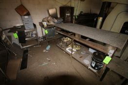 Work Shop Table, with Carpet Top, Mounted on Wheels, with (2) S/S Tables, with S/S Bottom Shelves (