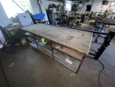 Shop Table, with Carpet Top, Overall Dims. 8 ft. L x 28” W x 27” H, Mounted on Portable (LOCATED