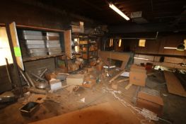 Lot of Assorted Parts, Includes (3) Shelving Units of Parts, with Bundle of Metal Rods, Overall