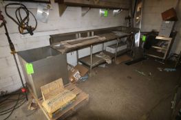 S/S Table, with S/S Bottom Shelf, OD: Aprox. 10 ft. 6” L x 24” W x 26” H, Mounted on S/S Legs,