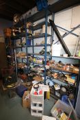 4-Shelving Units with Contents, Includes Portable Abrasive Blaster Kit, Electrical Mother Board,