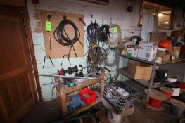 Lot of Assorted Electrical Wire Sprolls, Tubing & Wiring, with Wall Mounted Hangers (LOCATED IN