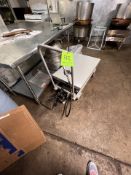 PORTABLE 770 LB PNEUMATIC LIFT TABLE WITH FOOT PEDAL, 116 PSI AIR PRESSURE, LIFTS TO APPROX. 36