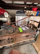 (3) WOOD PUSH CARTS WITH (2) ATTACHMENTS