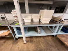 TABLE WITH S/S TOP, MOUNTED ON CASTERS96