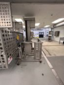 AMFEC S/S TOTE LIFT COLUMN MODEL 2-3K, S/N 158222, 3-HP, APPROX. TOTE APERTURE WIDTH 29-1/2