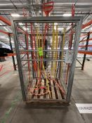 FOLDING GUARD SECURITY CAGE WITH ASSORTED JANITORIAL SUPPLIES, APPROX. 48 X 44 X 72 (LWH)