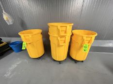 (4) BRUTE TRASH BINS WITH (3) DOLLIES