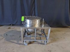 Qty (1) 40 Gallon Jacketed Kettle - Integrated with Stainless Table with Drain - Includes Hinged