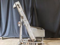 Qty (1) Cleated Cap or Parts Elevator - Stainless steel construction - 9-1/2' wide cleated belt -