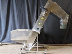 Qty (1) New England Machinery Cleated Elevator for Bottles - 20 cubic feet hopper - Footprint is 42'