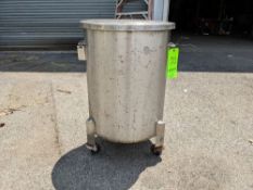 Qty (1) Stainless Steel Rolling Tank with lid - Dimensions 17.5 ' x 23 ' deep. - Approximately 25