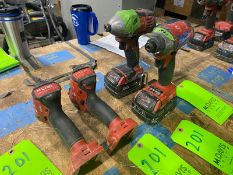 (4) Milwaukee Impact Drills, 1- with M18 RedLithium XC 4.0 Battery & 1- with M18 RedLithium XC