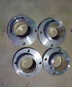 Qty (4) 3 inch sanitary stainless to flange adaptor - 4 bolt pattern on 4.75 inch diameter pattern