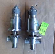 Qty (2) 2 inch sanitary Waukesha plunger valves w/ integrated valve positioner