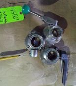 Qty (3) sanitary stainless 2 inch hand operated butterfly valves
