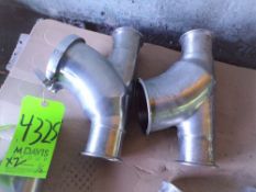 Qty (2) Stainless Steel Sanitary Plunger valve body - 3 inch sanitary plunger connection - 4.5