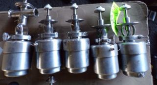 Qty (5) Tri-Clover 3 inch Stainless Steel Sanitary Plunger Valve Actuators