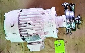 Qty (1) Sanitary Centrifugal Pump - 3 hp - 3450 rpm - 460 volt - 2 inch inlet - 1 1/2 inch outlet