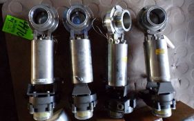 Qty (4) 3 inch sanitary butterfly valve w/ ASCO analogue valve positioner - NEMA 4