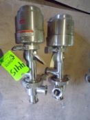 Qty (2) Tri-Clover 1 1/2 inch sanitary plunger valves