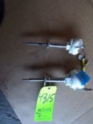Qty (2) 2 1/2 inch sanitary probe type temperature sensor, RTD and thermocouple, 5 inch probe,