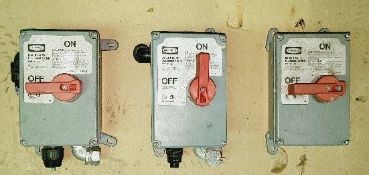 Qty (3) - Hubbell NEMA 4X disconnect 30 amp capacity