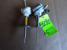 Qty (2) 3 inch sanitary probe type temperature sensor, RTD and thermocouple, 4 inch probe, NEMA 4x